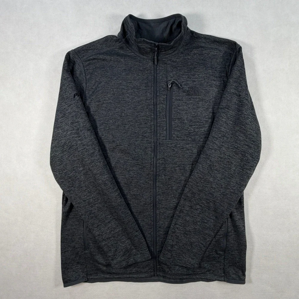 The North Face Mens Large Skyline Full Zip Fleece Jacket Dark Gray Penske Logo